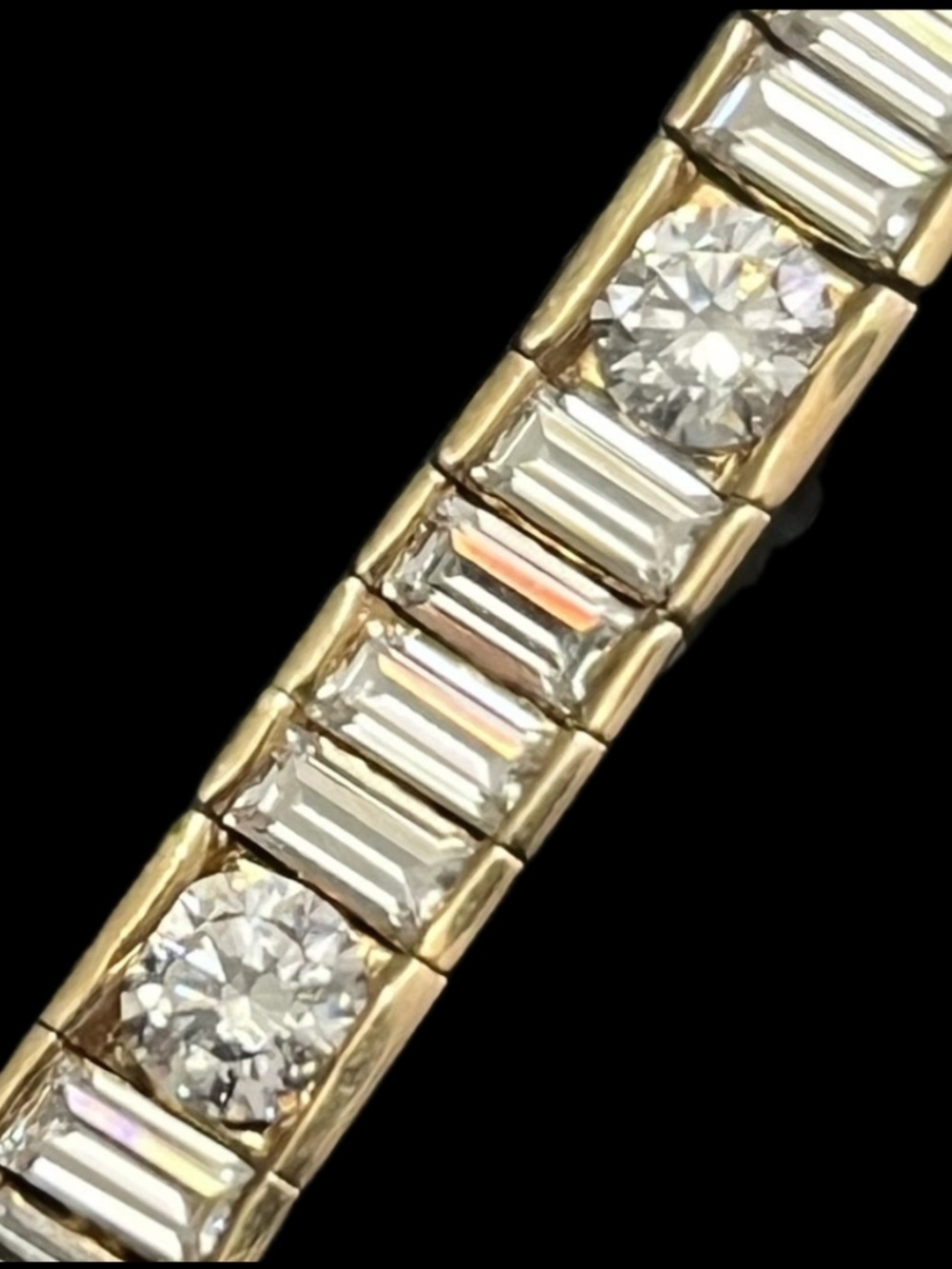 Victoria Wieck vintage round emerald cut CZ Bezel set tennis line bracelet Gold